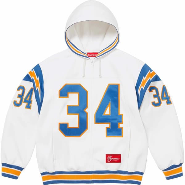 Supreme Football Zip Up Hooded Sweatshirt - White (front)