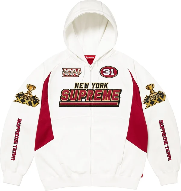 Supreme Football Zip Up Hooded Sweatshirt - White (front)
