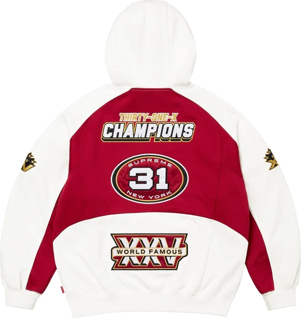 Supreme Football Zip Up Hooded Sweatshirt - White (front)