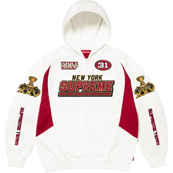 Supreme Football Zip Up Hooded Sweatshirt - White (front)
