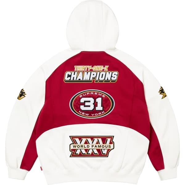 Supreme Football Zip Up Hooded Sweatshirt - White (front)