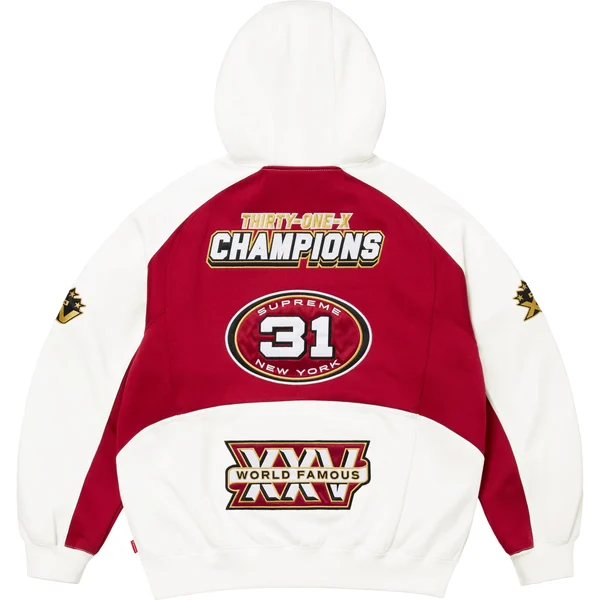 Supreme Football Zip Up Hooded Sweatshirt - White (front)