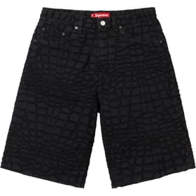 Supreme Frayed Croc Baggy Denim Short Black
