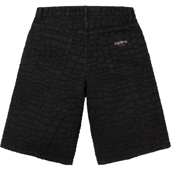 Supreme Frayed Croc Baggy Denim Short - Black (front)