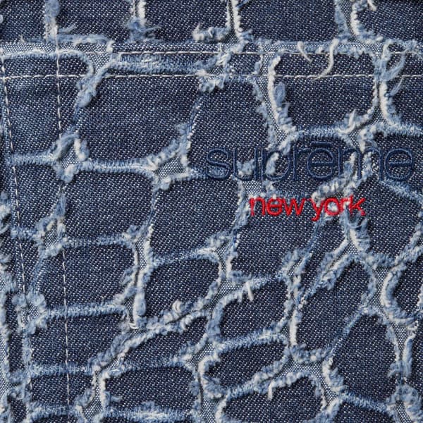 Supreme Frayed Croc Baggy Denim Short - Indigo (front)