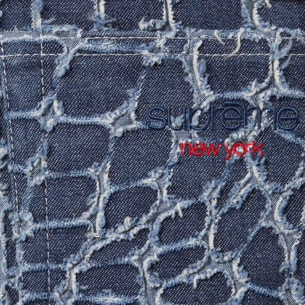 Supreme Frayed Croc Baggy Denim Short - Indigo (front)