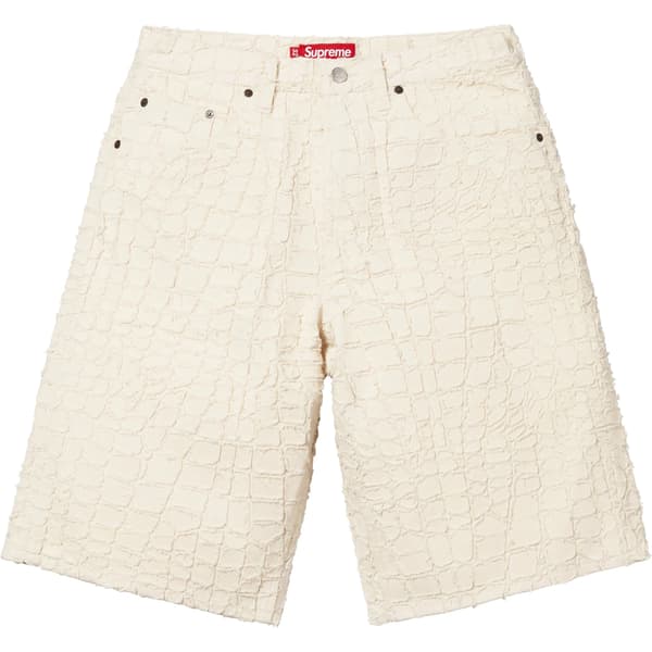 Supreme Frayed Croc Baggy Denim Short - Natural (front)