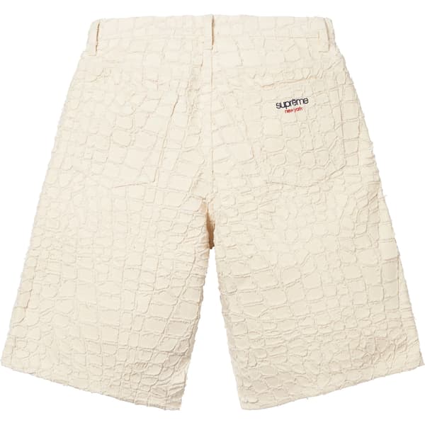 Supreme Frayed Croc Baggy Denim Short - Natural (front)