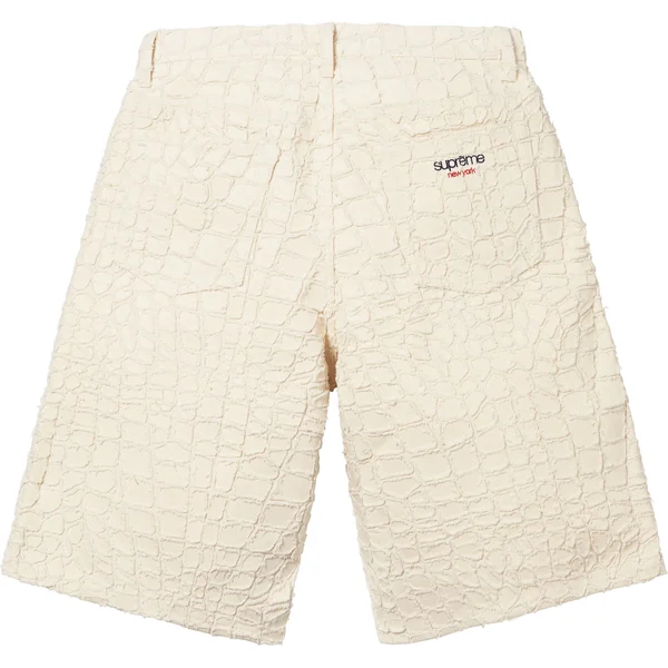Supreme Frayed Croc Baggy Denim Short - Natural (front)