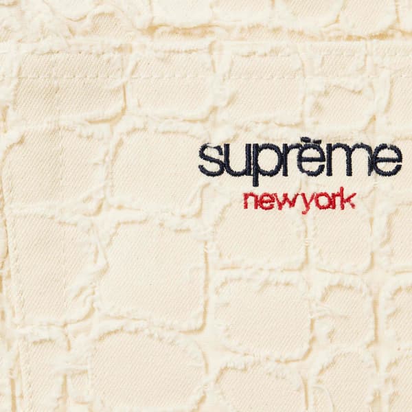 Supreme Frayed Croc Baggy Denim Short - Natural (front)