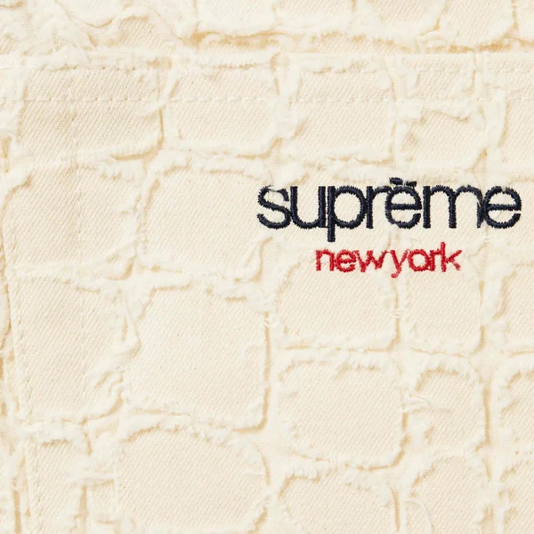 Supreme Frayed Croc Baggy Denim Short - Natural (front)