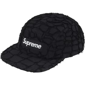Supreme Frayed Croc Denim Camp Cap Black
