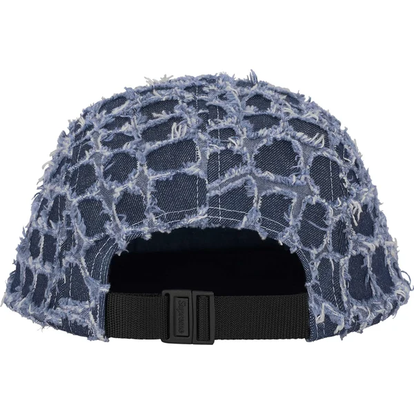 Supreme Frayed Croc Denim Camp Cap - Indigo (front)