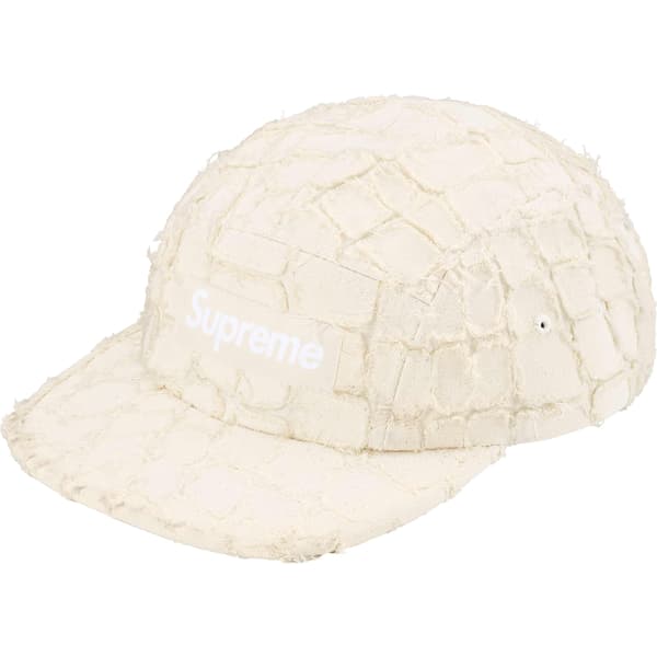 Supreme Frayed Croc Denim Camp Cap - Natural (front)