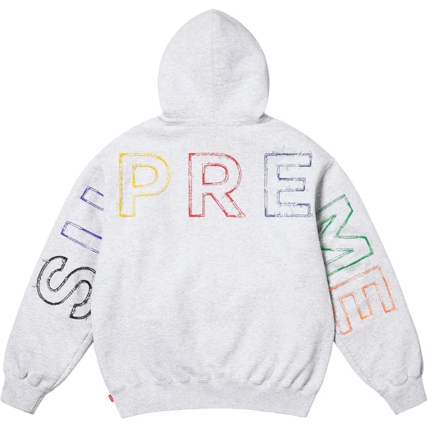 Supreme Frayed Hooded Sweatshirt - Ash Grey (front)