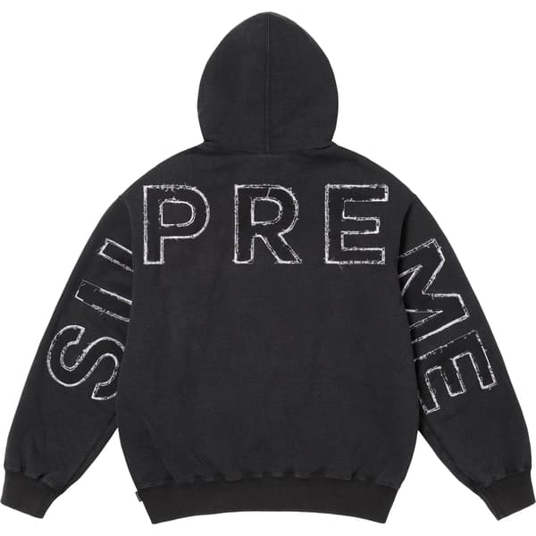 Supreme Frayed Hooded Sweatshirt - Black (front)
