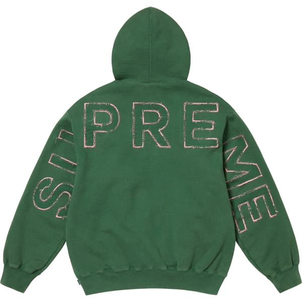 Supreme Frayed Hooded Sweatshirt - Pine (front)