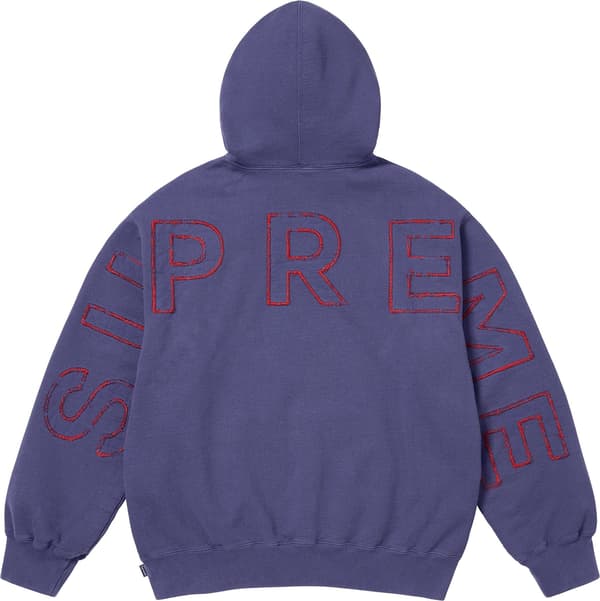 Supreme Frayed Hooded Sweatshirt - Washed Navy (front)