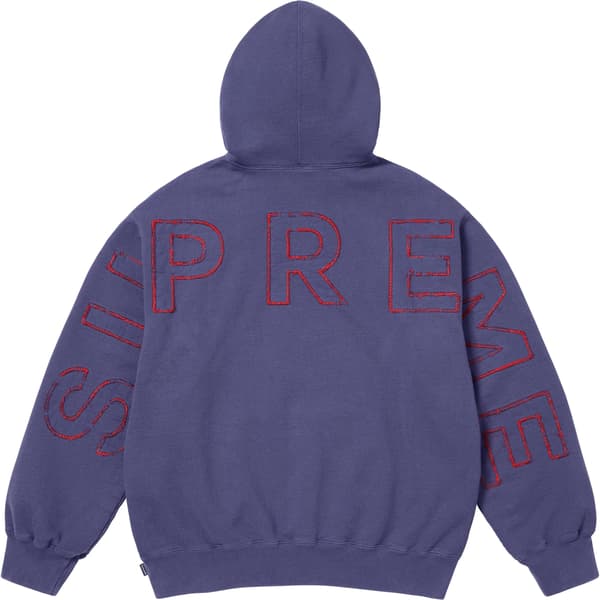 Supreme Frayed Hooded Sweatshirt - Washed Navy (front)