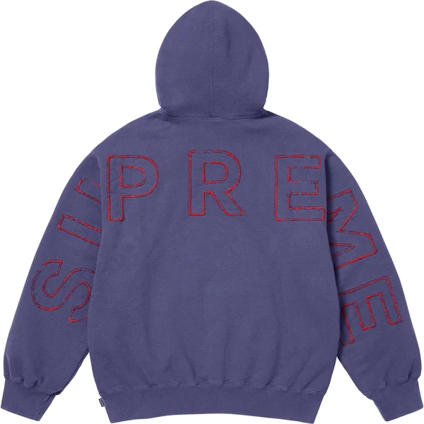 Supreme Frayed Hooded Sweatshirt - Washed Navy (front)