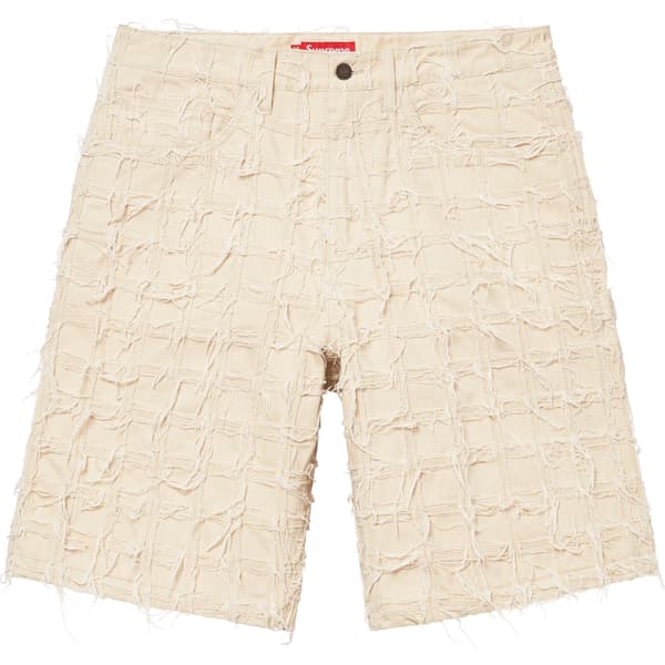 Supreme Frayed Patchwork Baggy Denim Short - Natural (front)