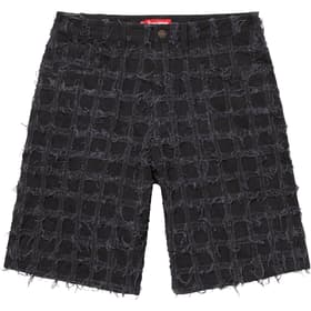 Supreme Frayed Patchwork Baggy Denim Short Washed Black