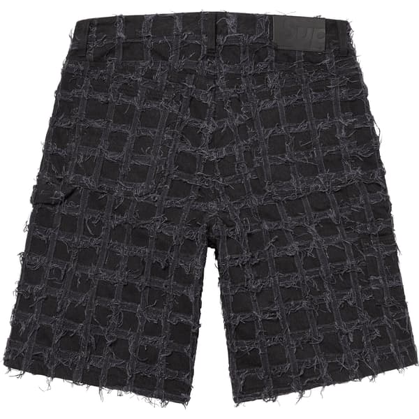 Supreme Frayed Patchwork Baggy Denim Short - Washed Black (front)