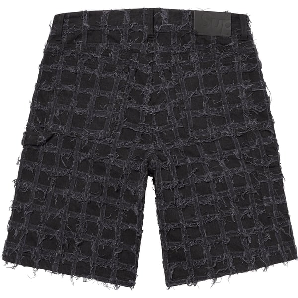 Supreme Frayed Patchwork Baggy Denim Short - Washed Black (front)