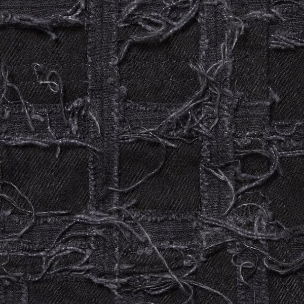 Supreme Frayed Patchwork Baggy Denim Short - Washed Black (front)