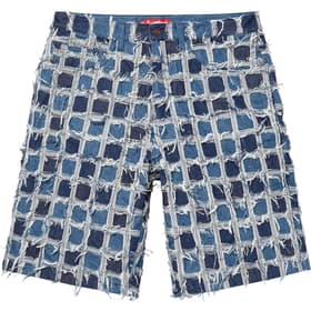Supreme Frayed Patchwork Baggy Denim Short Washed Blue