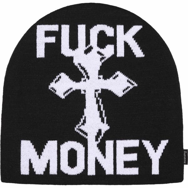 Supreme Fuck Money Beanie - Black (front)