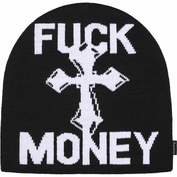Supreme Fuck Money Beanie - Black (front)