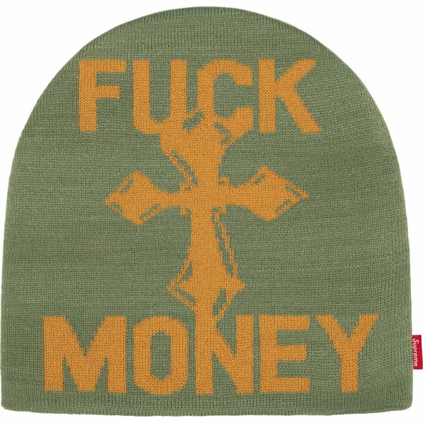 Supreme Fuck Money Beanie - Olive (front)