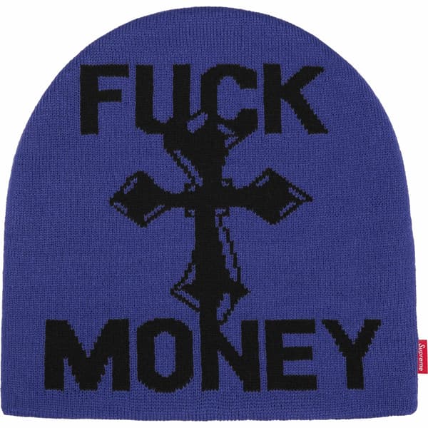 Supreme Fuck Money Beanie - Royal (front)