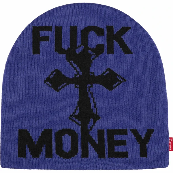 Supreme Fuck Money Beanie - Royal (front)