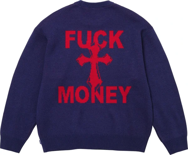 Supreme Fuck Money Sweater - Navy (front)
