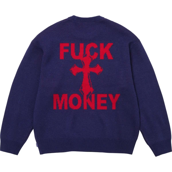 Supreme Fuck Money Sweater - Navy (front)