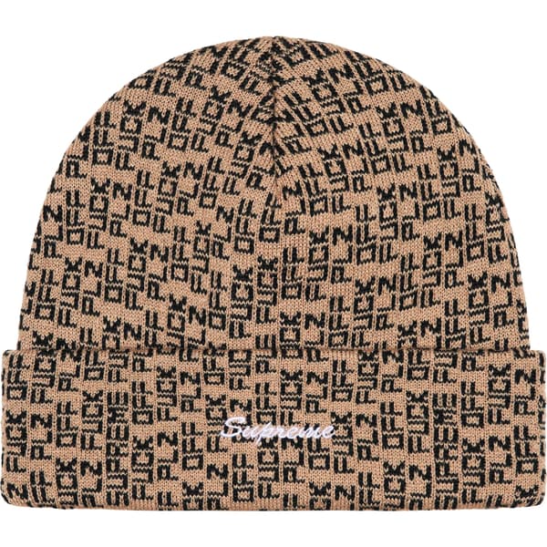 Supreme Fuck Off Beanie - Tan (front)