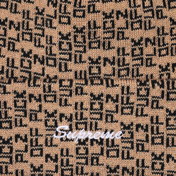 Supreme Fuck Off Beanie - Tan (front)