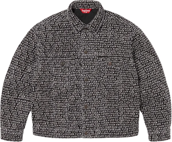 Supreme Fuck Stitch Denim Trucker Jacket - Black (front)