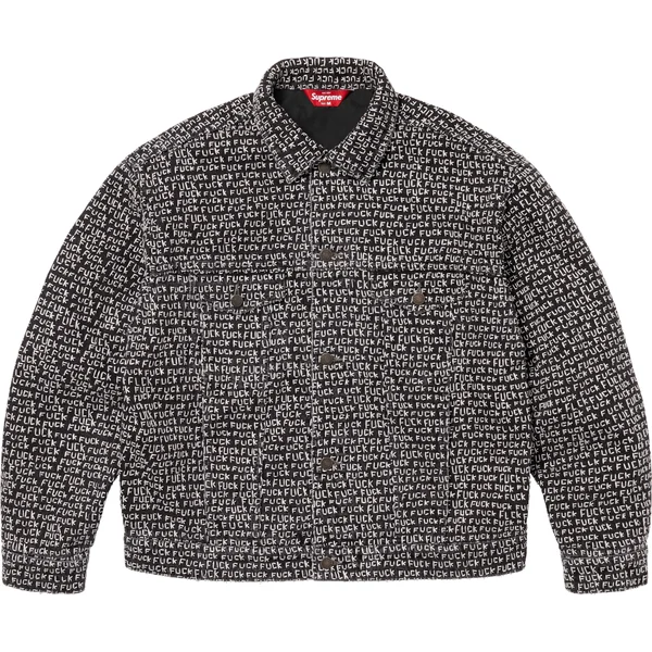 Supreme Fuck Stitch Denim Trucker Jacket - Black (front)