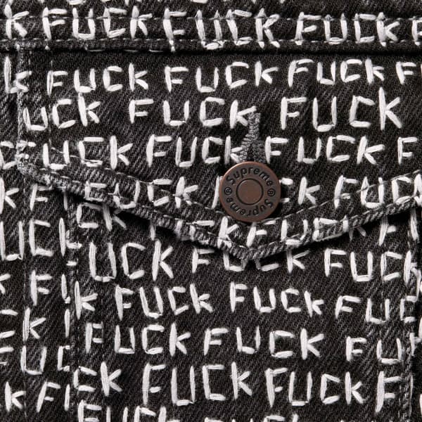 Supreme Fuck Stitch Denim Trucker Jacket - Black (front)
