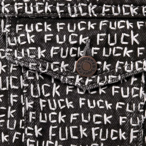 Supreme Fuck Stitch Denim Trucker Jacket - Black (front)