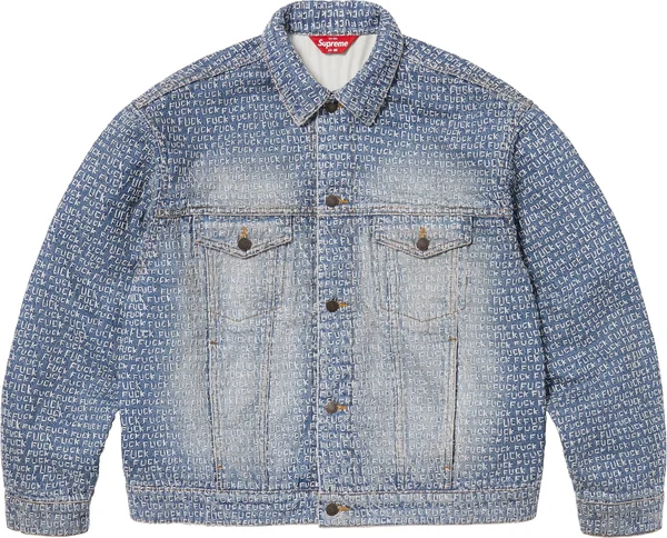 Supreme Fuck Stitch Denim Trucker Jacket - Blue (front)