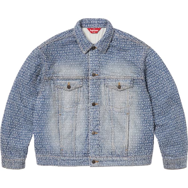 Supreme Fuck Stitch Denim Trucker Jacket - Blue (front)