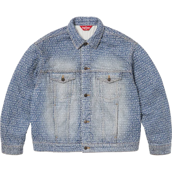 Supreme Fuck Stitch Denim Trucker Jacket - Blue (front)