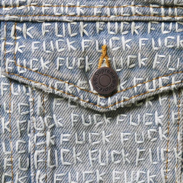 Supreme Fuck Stitch Denim Trucker Jacket - Blue (front)