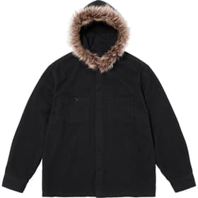 Supreme Fur Trim Flannel Hooded Shirt Black
