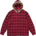 Supreme Fur Trim Flannel Hooded Shirt - Red Plaid (front)