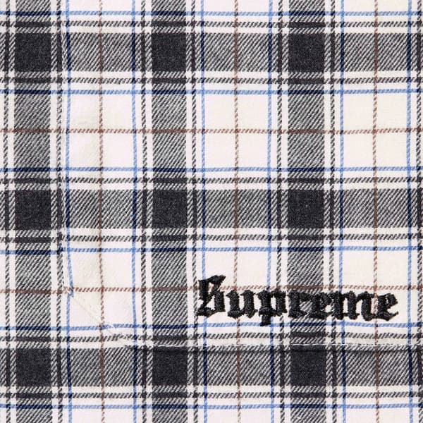 Supreme Fur Trim Flannel Hooded Shirt - White Plaid (front)